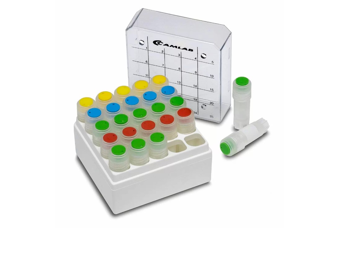 25 Place Polycarbonate Box Clear for 0.5-2ml Tubes, Pack of 8