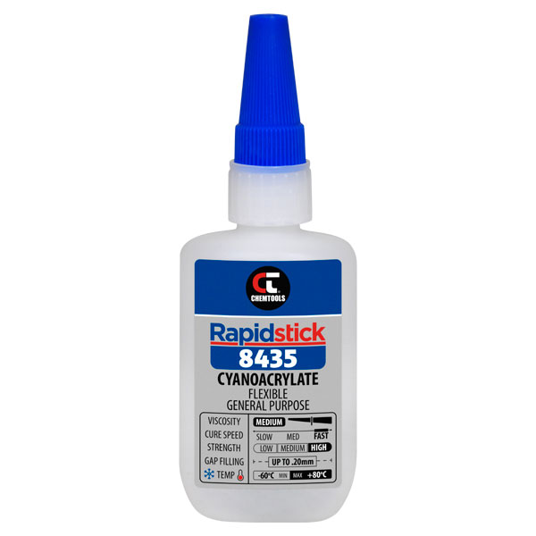 Rapidstick 8435 Cyanoacrylate Adhesive (Flexible, General Purpose) - 50g Bottle - 6 pack